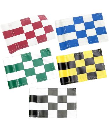 5 PCS Golf Flag Putting Green Flag Checkered Golf Flags with Tube Inserted Solid, Nylon Golf Flags for Putting Green 8" L x 4 3/4" H for Yard Indoor Outdoor Backyard Garden( 5 colors) 5 5 colors
