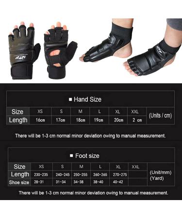 Taekwondo Sparring Gloves & Protectors Set - Half Finger, Premium Wrist Wraps, Ankle Support - Black, Large - For Boxing, Kickboxing, Men, Women, Kids Training - Buy Online on GoSupps.com