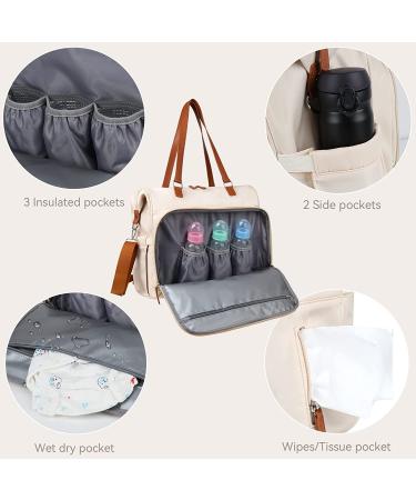 Mommy Hospital Bag with 14 Pockets | Waterproof Labor & Delivery Bag for 2 Kids | Insulated Baby Travel Tote in Creamy White - Buy Online on GoSupps.com