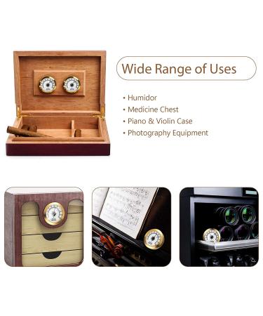 2 Piece Gold Analog Mechanical Hygrometer Set - 2 Inch Round Humidity Gauge for Cabinets and Cans - Buy Online on GoSupps.com