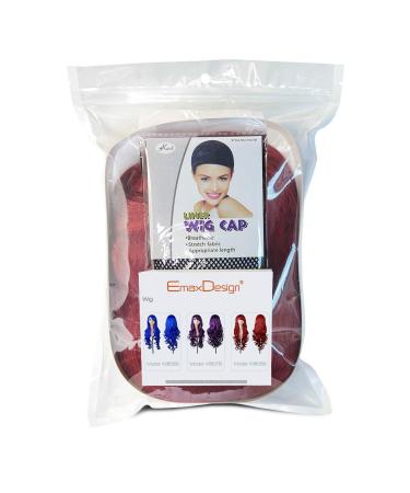 Shop Emaxdesign 80cm High-Quality Dark Red Cosplay Wig for Women | Full Glamorous Hair with Free Wig Caps & Comb - Buy Online on GoSupps.com