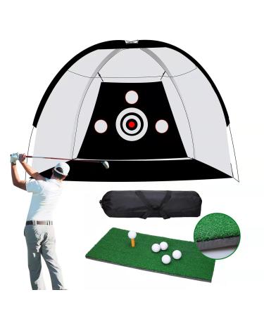 Retouhqp Golf Net Golf Hitting Net Golf Practice Net for Backyard Driving with Target, Foldable Golf Training Aids with Hitting Mat, 5 Golf Balls, 1 Golf Tees, 1 Carry Bag for Indoor Outdoor