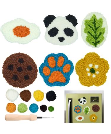 Mefatus Punch Needle Kit for Beginners Adults Kids Easy Punch Needle Embroidery Kit Tool Threader Fabric Hoop Yarn Rug Tufting Coaster Art and Crafts 6 pack 1