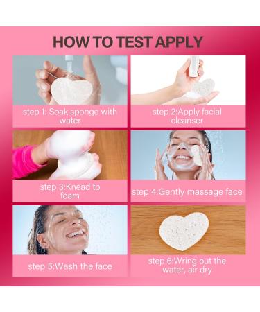 60 White Compressed Heart Makeup Sponges - Reusable Face Cleaning & Peeling Sponges for Deep Cleaning & Makeup Removal - Buy Online on GoSupps.com