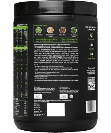 Planti go Clean Plant Protein Powder | No Preservatives | No Banned Substances | Super Protein Blend - Pea Brown Rice Flax |21SuperFoods| Vegan Protein For Men Women (Unsweetened Unflavored - 500g) - Buy Online on GoSupps.com