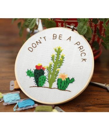 BERYA Embroidery Kit with Hoop, Color Threads, Scissors - Cactus Green | Beginners' Handmade Needlepoint Kit for Adults & Kids - Buy Online on GoSupps.com