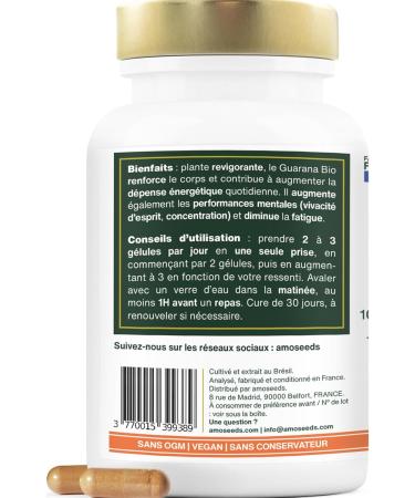 Organic Guarana Extra Strong 5400mg per day | 10% Natural Caffeine | 90 vegan capsules | Physical Boost Concentration | Superior Quality - Buy Online on GoSupps.com
