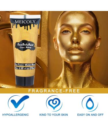 MEICOLY Cream Metallic Gold Face & Body Paint - Water-Based 2.37Oz Tube for Adults & Kids | Professional Gold Makeup for Halloween & Cosplay - Buy Online on GoSupps.com