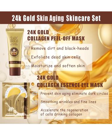 Skin Care Sets & Kits - Skin Care for Teenage Girls Gifts - 24K Gold Anti Aging Pamper Sets for Women-Smooth Moisturize & Clean Pores Skincare Set -Cleanser-Serum-Peel Off Mask-Eye Mask All Skin Types - Buy Online on GoSupps.com