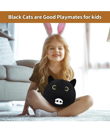 Black Cat Plush Toy 25x20 CM - Soft Stuffed Animal Pillow for Kids - Cute Black Cat Doll for Birthday and Christmas - Buy Online on GoSupps.com