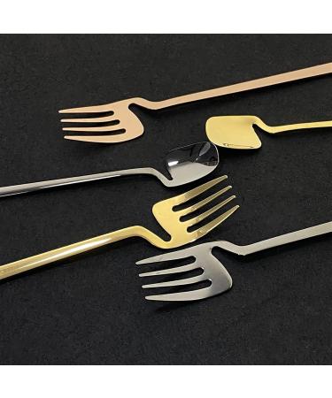 Flatware Sets 8Pcs Stainless Steel Cutlery Set Kninife Home Fork Dessert Spoon Tableware Rose Gold Dinnerware Set Kitchen Silverware Set (Color : Silver) - Buy Online on GoSupps.com