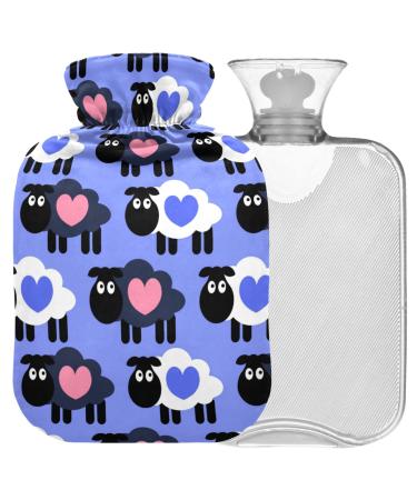 Naanle Sweet Schaf heat bottle with cover Transparent bag hot water bottle 2l large hot hot water bottle for bed hand feet warmer pain relief heat and cold therapy