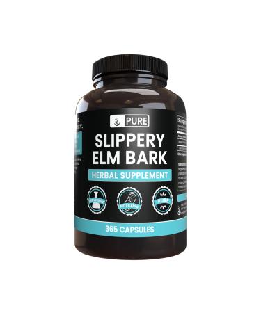 Pure Original Ingredients Slippery Elm Bark (365 Capsules) No Magnesium Or Rice Fillers Always Pure Lab Verified 365 Count (Pack of 1)