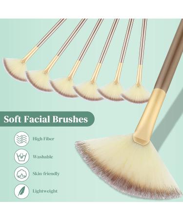 6 Pcs Soft Fan Mask Brushes Set - Facial & Makeup Applicator Cosmetic Tools for Mud, Peel, and Cream Masks - Champagne, 7.8 Inch - Buy Online on GoSupps.com