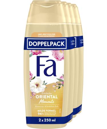 handle FA Oriental Moments Shower gel 2 pieces 2 x 250 ml 95 ingredients of natural origin enjoy the delicate scent of desert rose and sandalwood with the nourishing shower cream