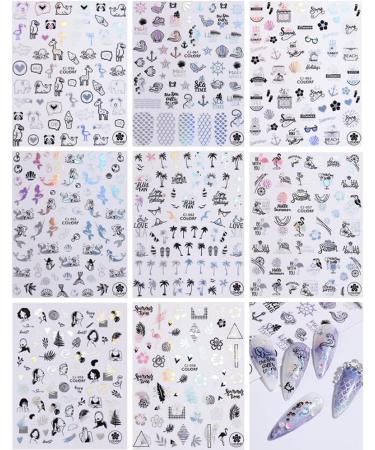 Summer Nail Stickers: Holographic Beach Decals - 3D Self-Adhesive Nail Art for Women & Girls (8 Sheets) - Buy Online on GoSupps.com