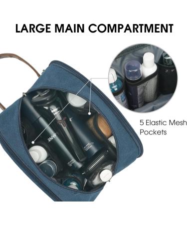 WANDF Hanging Dopp Kit Travel Toiletry Bag for Men - Water-Resistant Vegan Leather Shaving Bag - Blue - Buy Online on GoSupps.com