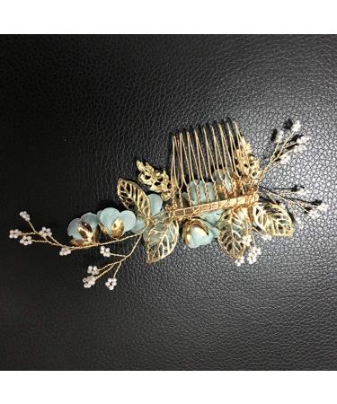 Wedding Hair Comb Rhinestone Clip - Green Crystal Bridal Hair Accessories - Buy Online on GoSupps.com