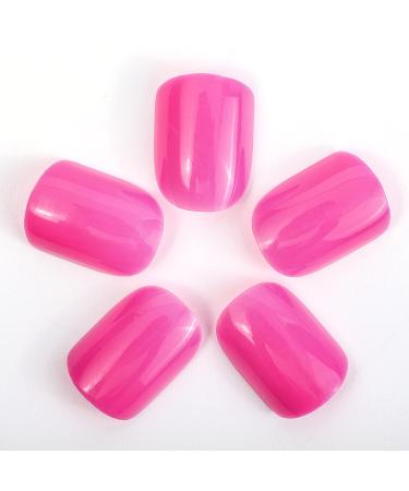 Novo Ovo Neon Pink Press-On Nails | Short Corner Oval Fake Nails | Artificial Fingernails with Glue - Super Freaky Style - Buy Online on GoSupps.com