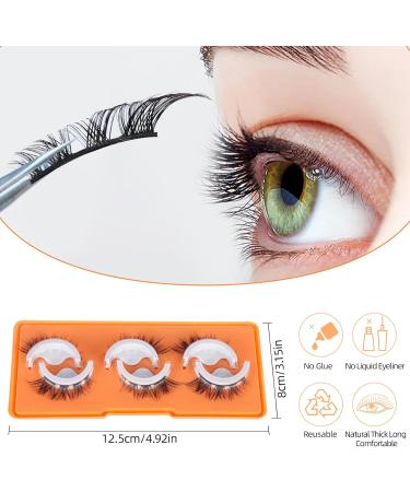 3 Pairs Self Adhesive Eyelashes Reusable False Eyelashes Pre Glued Eyelashes Stick on Eyelashes Long Thick Eyelashes No Glue/Eyeliner Needed Waterproof and Easy to Put on - Buy Online on GoSupps.com