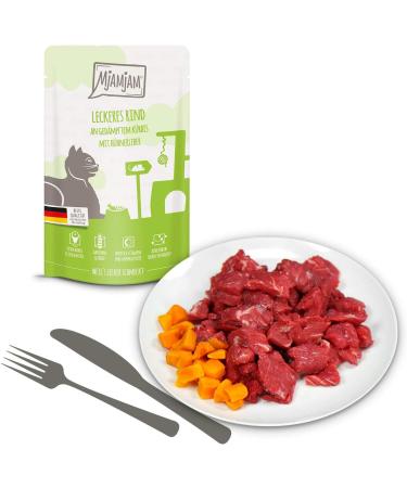 Mjamjam Premium Grain-Free Wet Cat Food - Delicious Cattle & Pumpkin - 12 Pack (125g Each) - Extra Meat Beef - Buy Online on GoSupps.com