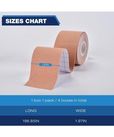 Kinesiology Tape (Beige 4 Rolls) Unlock Your Full Potential with Kinesiology Original Cotton Elastic Premium Athletic Tape Breathable Latex-Free Hypoallergenic high ductility and Waterproof for Shoulder Knee Elbow Ankle Support - Buy Online on GoSupps.com