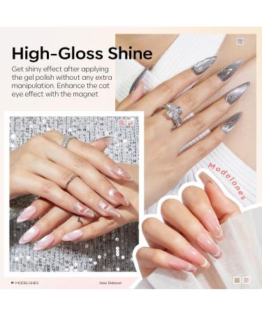 Modelones Cat Eye Gel Nail Polish Set 6 Colors Holographic Sparkle Nude Pink Gel Polish Glitter 9D Magnetic Gel Polish Brown Gel Polish with Magnet Nail Art DIY Salon For Women - Buy Online on GoSupps.com