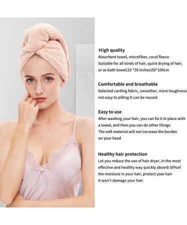 Laojbaba Microfiber Hair Towel - Quick Dry Towel for Long & Thick Hair - 19x39 inch - Lotus Root Pink - 1pcs - Buy Online on GoSupps.com