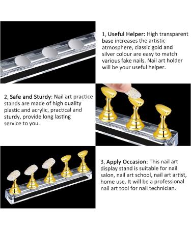 Yasmous 2 Sets Magnetic Crystal Nail Art Holder Display Stands - Gold and Silver | Nail Art Practice for False Nails Manicure - Buy Online on GoSupps.com