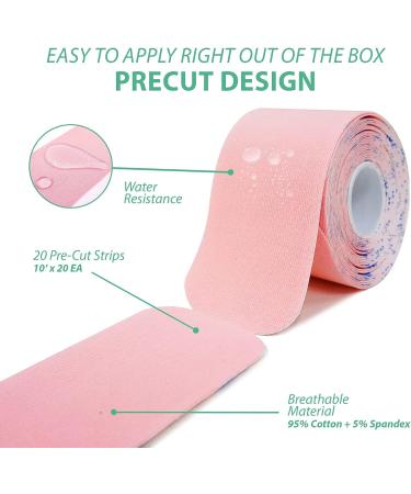 Haruto Life UP Extra Sensitive Kinesiology Tape for Daily Use Dermatologically Tested Latex Free for Ultra Sensitive Skin Injury Pregnant Women Office Worker Children (Pre-Cut Pink) Pink Precut Type - Buy Online on GoSupps.com