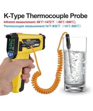Buy Mestek Infrared Thermometer -50 C to 800 C | Laser IR Pyrometer with K-Probe & LCD Alarm for Kitchen Use - Buy Online on GoSupps.com