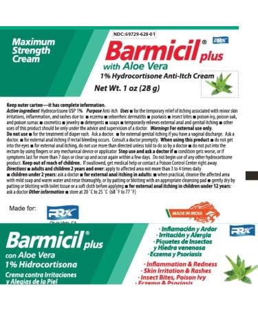 Barmicil Plus Cream 1 oz Tube - Maximum Strength Anti-Itch with Aloe Vera & 1% Hydrocortisone for Skin Allergies - Buy Online on GoSupps.com