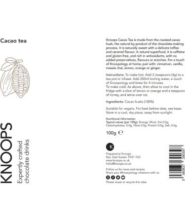 Knoops Cacao Tea: Superfood, Caffeine-Free, Vegan, Gluten-Free Chai Tea - 100g - Buy Online on GoSupps.com