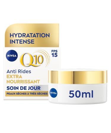 NIVEA Q10 Power Day Cream Extra nourishing Antiwrinkle Cream SPF 15 Bio argan oil Facial Cream Dry to Very Dry Skin 50 ml Day Care
