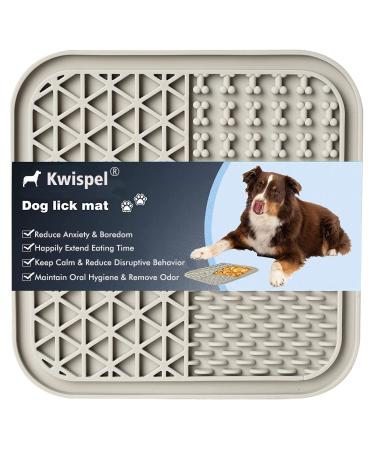 Kwispel Lick Mat for Dogs, Large Dog Lick Mat with Suction Cups for Anxiety, Peanut Butter Dog Licking Mat Slow Feeder Dispensing Treater Lick Pad for Dogs Cats Small Grey