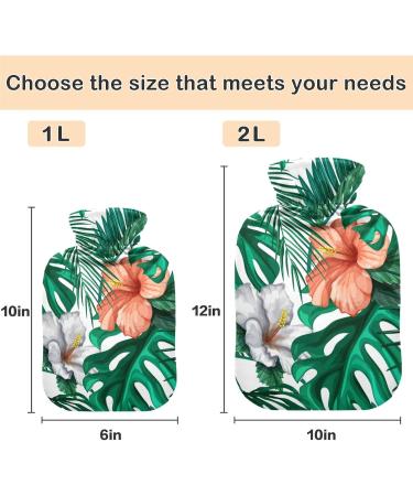 NAANLE Hot Water Bottle with Cover - Watercolor Palm Leaf & Flower Design | 1L for Menstrual Cramps Pain Relief & Heat Therapy - Buy Online on GoSupps.com