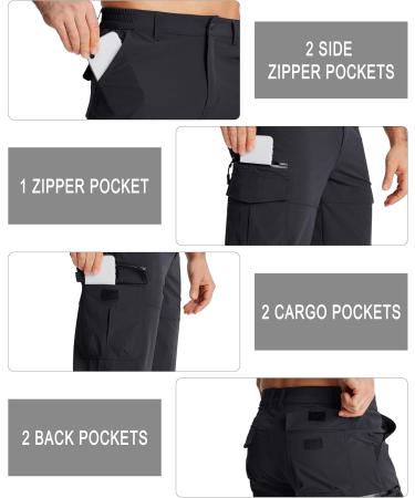 Magcomsen Men's 3/4 Fast-Drying Outdoor Shorts - Lightweight Summer Capri Pants Breathable Hiking Bermuda Shorts 7 Pockets Stretch Bike Pants - Black - Buy Online on GoSupps.com