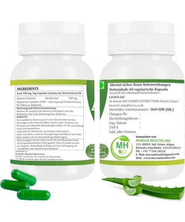  Morsan Healthcare Aloe Vera Capsules | Pack of 60 Capsules (500 mg) | Vegan Capsules | Made with natural ingredients (120) - Buy Online on GoSupps.com