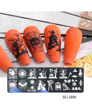 healthGUO Nail Art Stamping Plate Stamper Sponge Pen Halloween Pumpkin Bats Image Nail Polish Template Stamp Stencil Tools Kit 2 - Buy Online on GoSupps.com