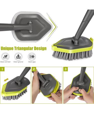 2-in-1 Tub and Tile Scrubber Brush with 3 Replacement Heads - Extendable Handle Floor Cleaning Brush in Green+Gray - Buy Online on GoSupps.com