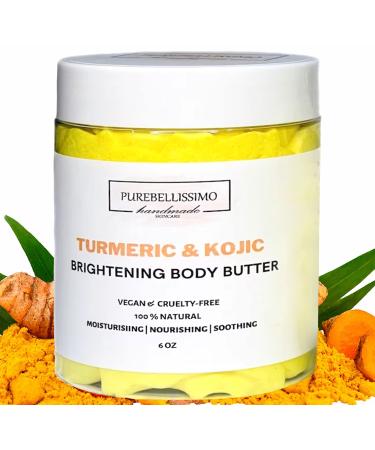 PureBellissimo Turmeric Skin Brightening Body Butter with Shea Kojic Body Butter Shea Butter for Dark Spots Even Skin Tone Dry Skin Sensative Skin
