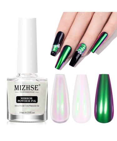 MIZHSE Powder Nail Chrome Glitter Powder Pearl Liquid Nail Mirror Powder Mirror Nails Glitter Powder Chrome Pigments 10ml Green - Buy Online on GoSupps.com