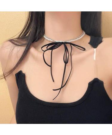 Oralgo Stylish Double Layer Necklace | Modern Butterfly Node with Fringes & Imitation Pearls - Elegant Pearl and Copper Design - Buy Online on GoSupps.com