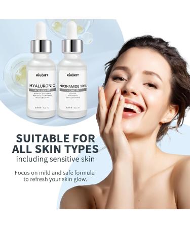 Hyaluronic Acid Serum & Niacinamide Serum Set 2PCS - Reduces Wrinkles Smooths Fine Lines Improves Skin Texture - Facial Serums Moisturizing Oil-Regulating Pore-Minimizing for All Skin Types 2 Fl Oz (Pack of 1) - Buy Online on GoSupps.com