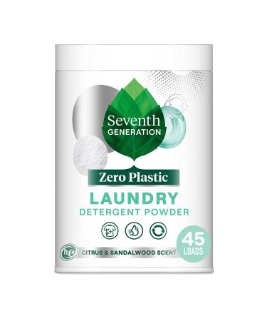 Seventh Generation Zero Plastic Laundry Detergent Powder Laundry soap Citrus and Sandalwood Water-activated formula 18.5 oz