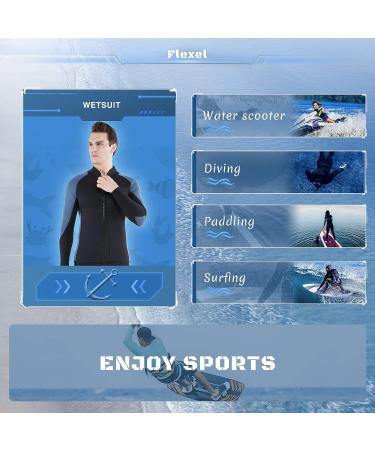 FLEXEL 2mm Wetsuit Vest Men | Neoprene Sleeveless Wet Suit Top for Surfing, Snorkeling, Kayaking | Front Zip Tank Jacket Navy - Medium - Buy Online on GoSupps.com