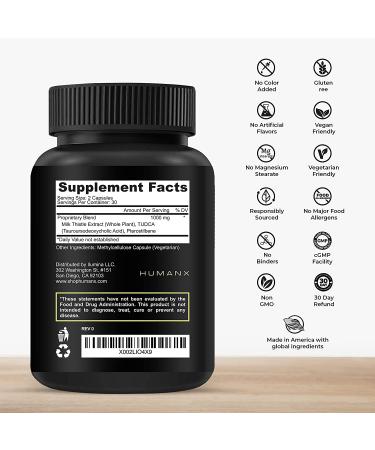 HUMANX TUDCA Liver Support - Detox & Cleanse Supplement 1000mg  60 Capsules - Buy Online on GoSupps.com