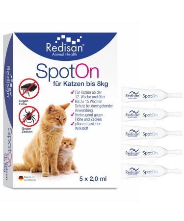 Redisan cats spot on plant -based tick remedies without chemicals effective protection against ticks fleas & insects tick protection cat without side effect up to 15 weeks made in Germany