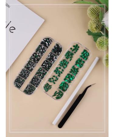 3120 Pcs Green Nail Art Rhinestone Gems Kit - EBANKU Nail Crystal Set with Tweezers and Drill Pen - Buy Online on GoSupps.com