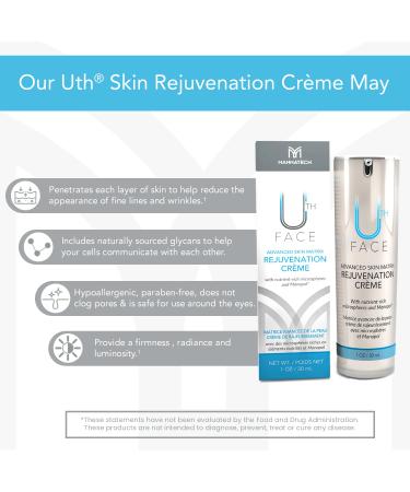 Mannatech Uth Skin Rejuvenation Cr me - Organic Face Cream for Firmness Radiance & Fine Line Reduction - 1.0oz/30ml - Buy Online on GoSupps.com